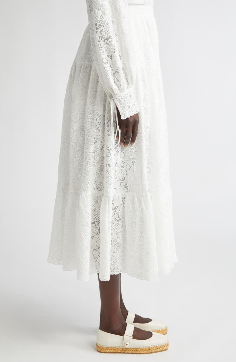 Erdem Tiered Full Volume Lace Skirt, Alternate, color, Ivory