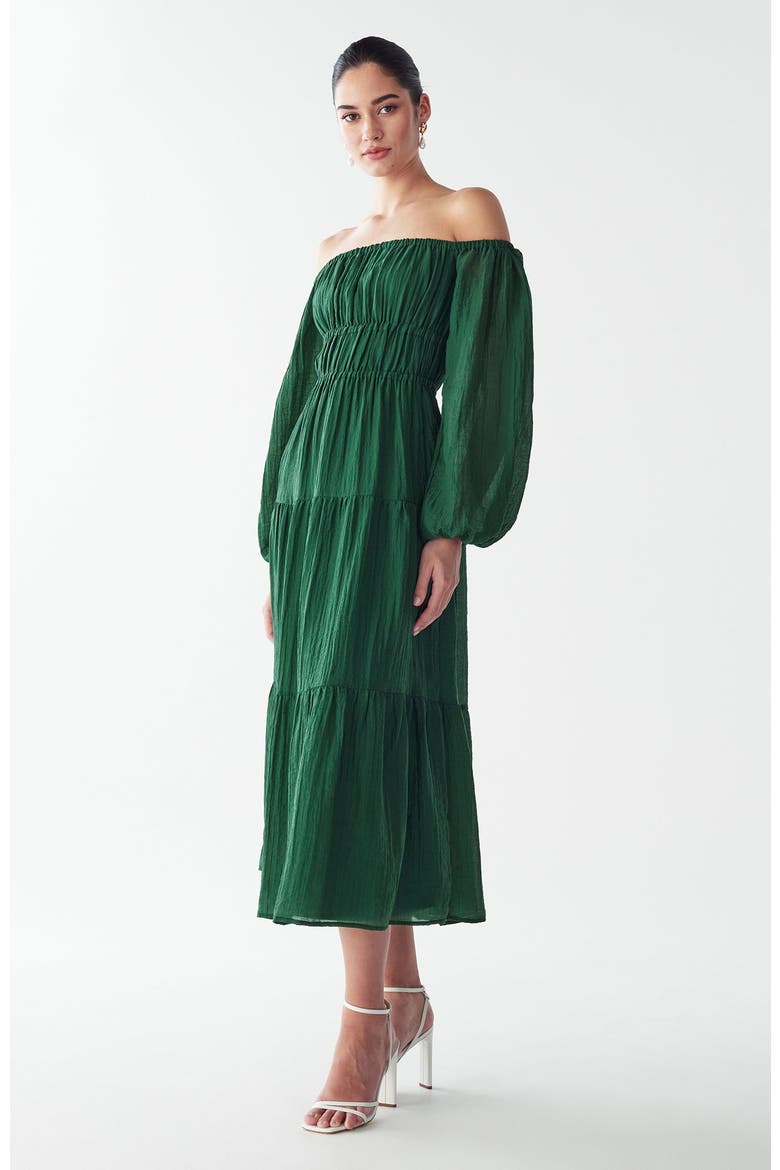 Burnese Midi Dress, Alternate, color, Emerald