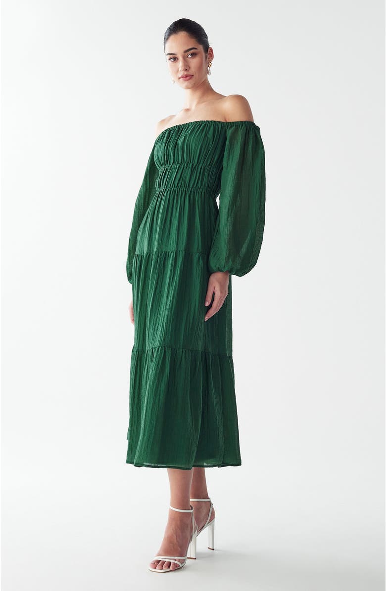 WILLA Burnese Midi Dress, Alternate, color, Emerald