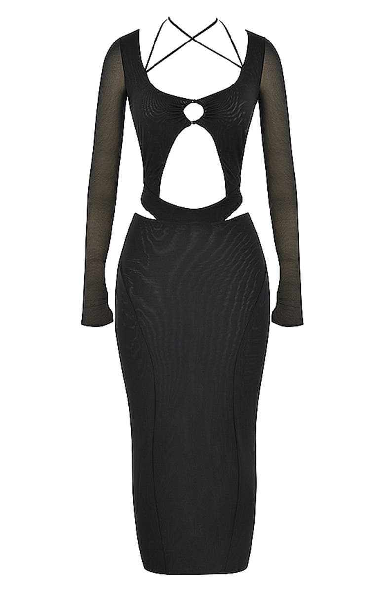 HOUSE OF CB Marina Cutout Long Sleeve Midi Dress, Alternate, color, 