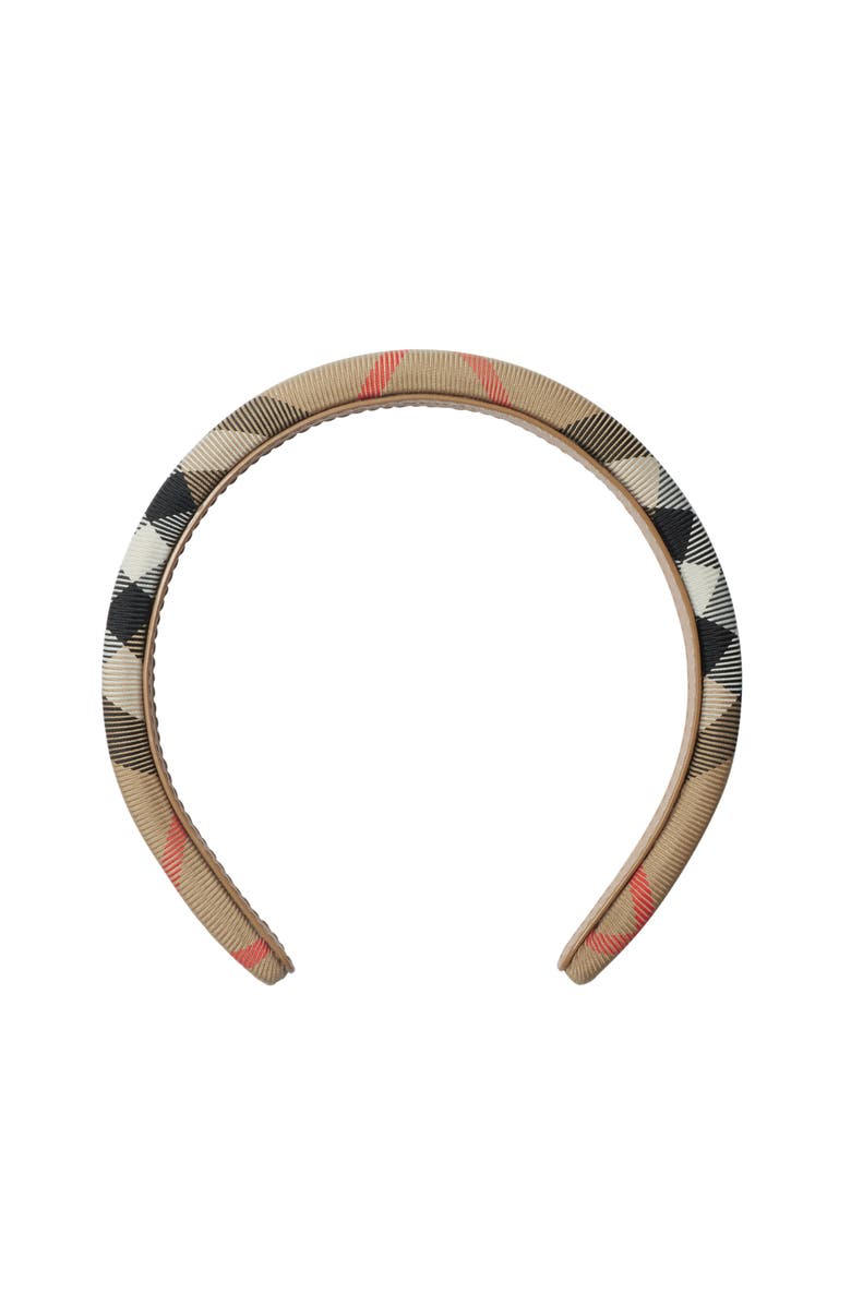 Burberry Check Nylon Headband, Main, color, Sand