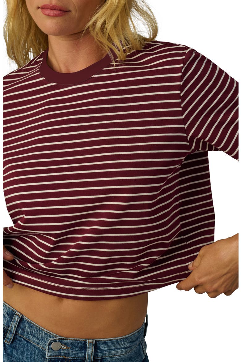 The Boxy Crop T-Shirt, Alternate, color, BORDEAUX BRETON ST