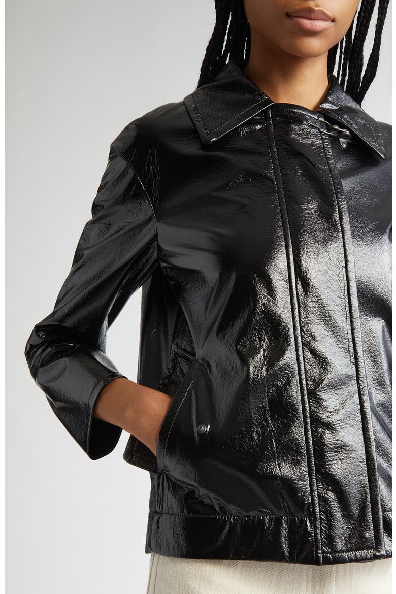 Lacquered Faux Leather Jacket, Alternate, color, BLACK