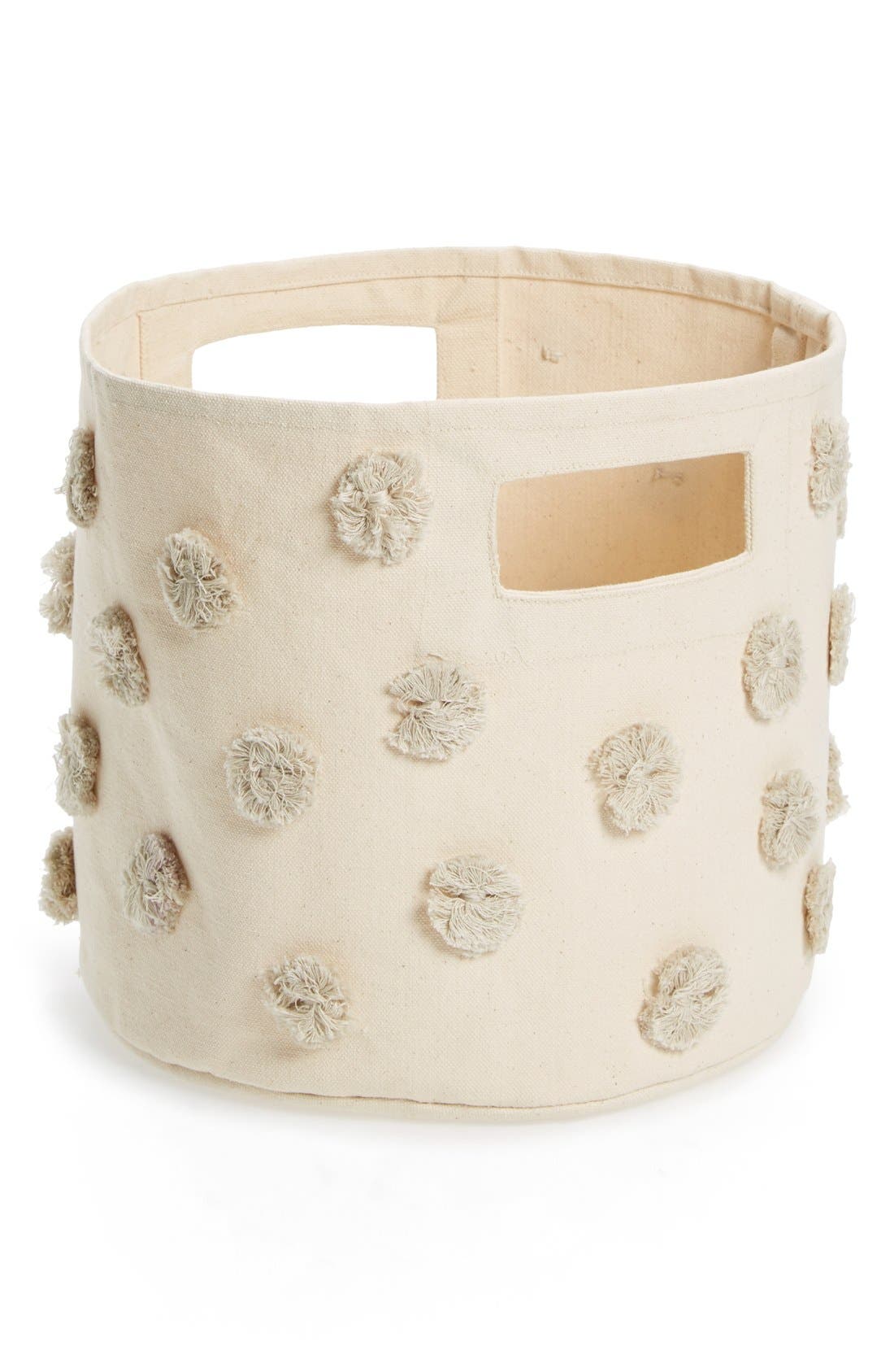 Pehr Pompom Canvas Basket Pint in Grey 