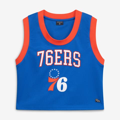 Women's Hype and Vice  Royal Philadelphia 76ers Cropped Basketball Scoop Neck Tank Top