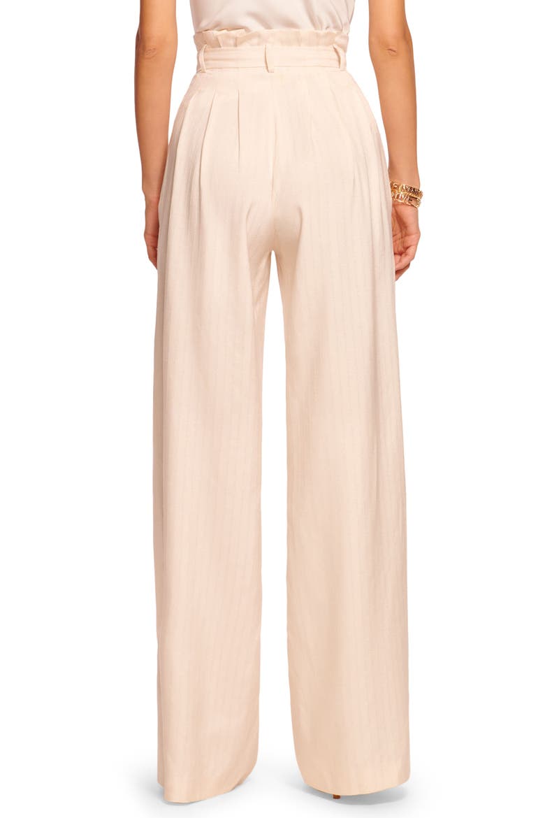 Natasha Belted Paperbag Waist Wide Leg Pants, Alternate, color, LIGHT SANDSTONE LUREX STRIPE