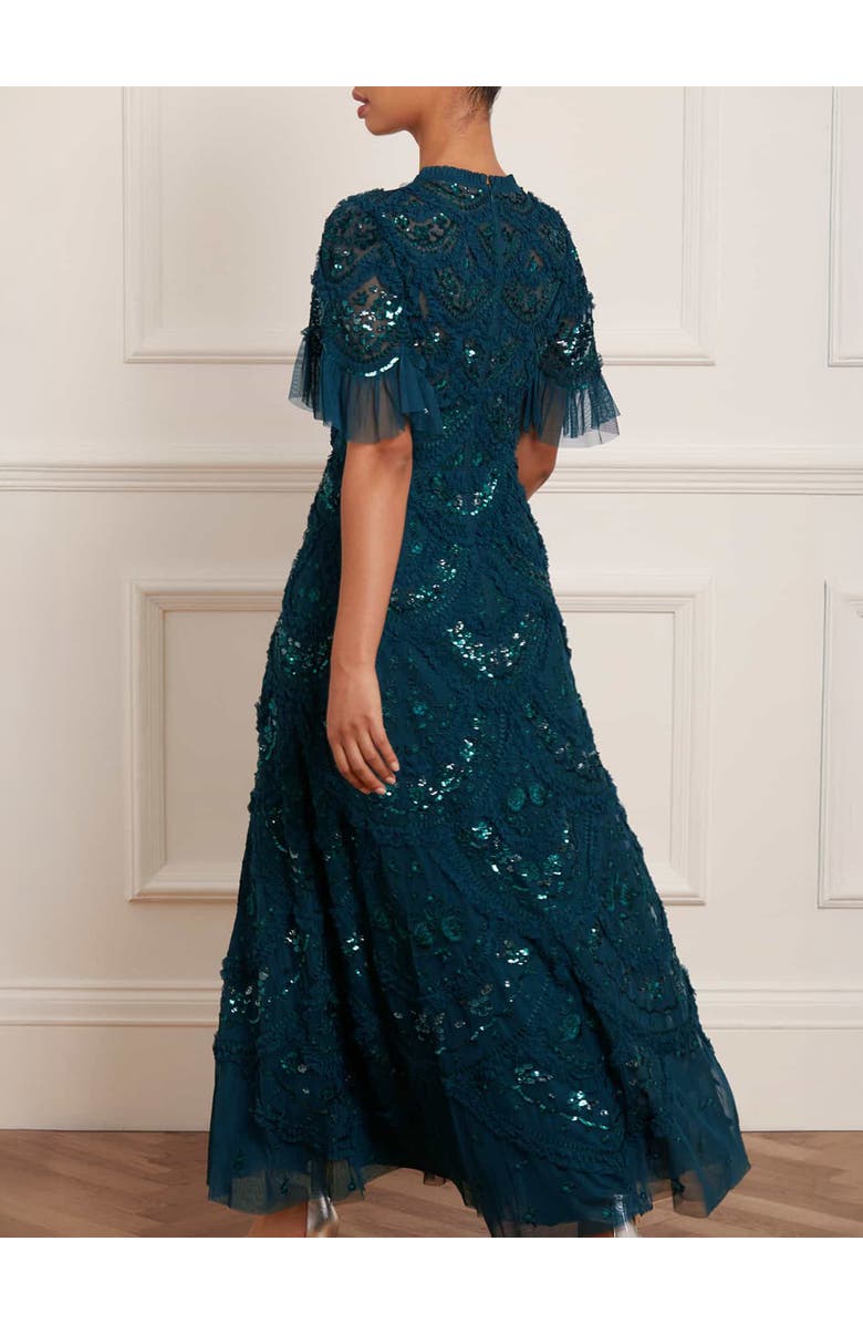 Needle & Thread Carmen Ruffle Maxi Dress, Alternate, color, Emerald