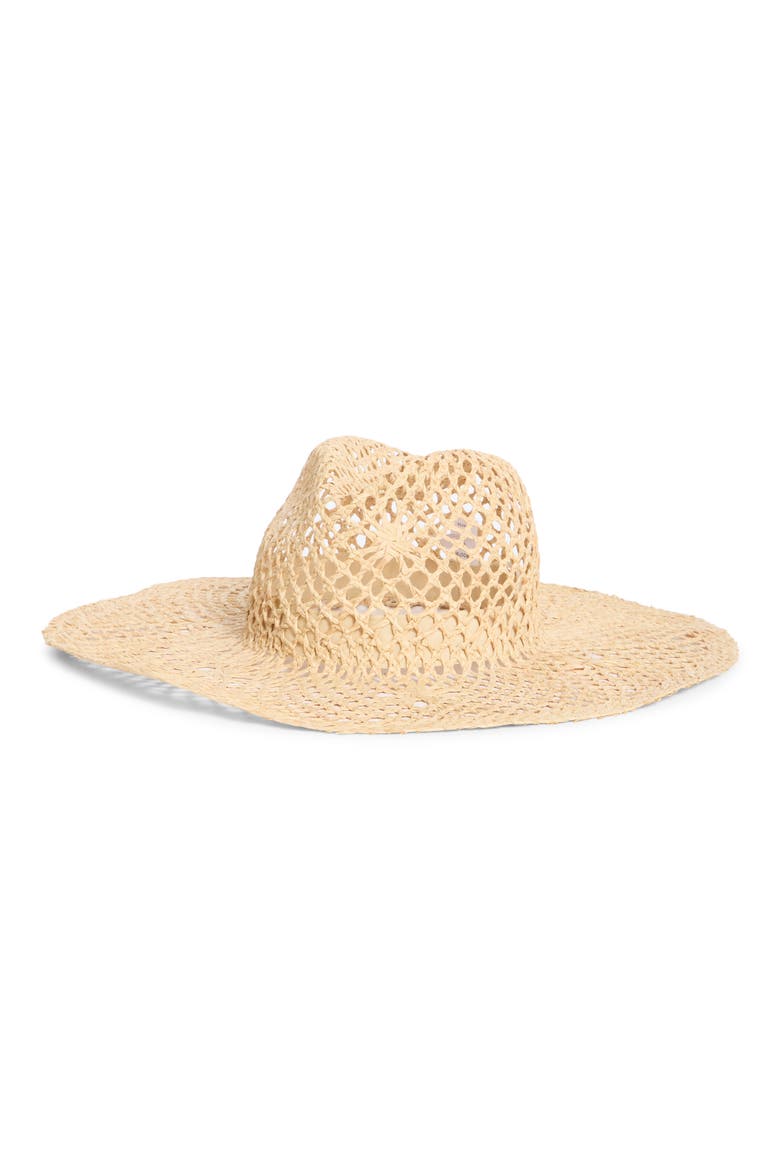 Floral Crochet Cowboy Hat, Main, color, NATURAL