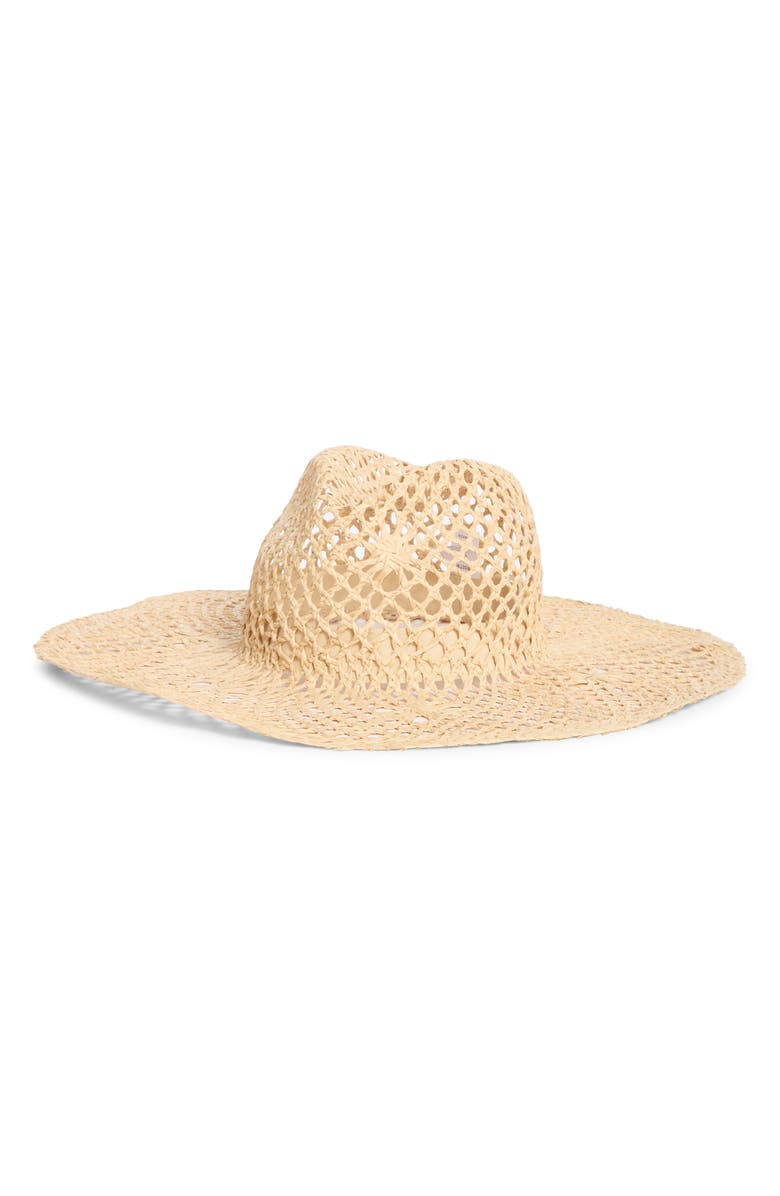 Nordstrom Floral Crochet Cowboy Hat, Main, color, Natural