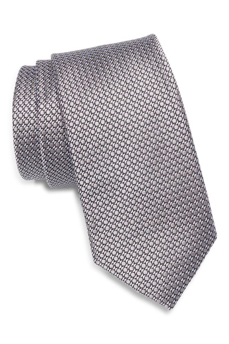 Chandler Geometric Jacquard Tie, Main, color, GREY