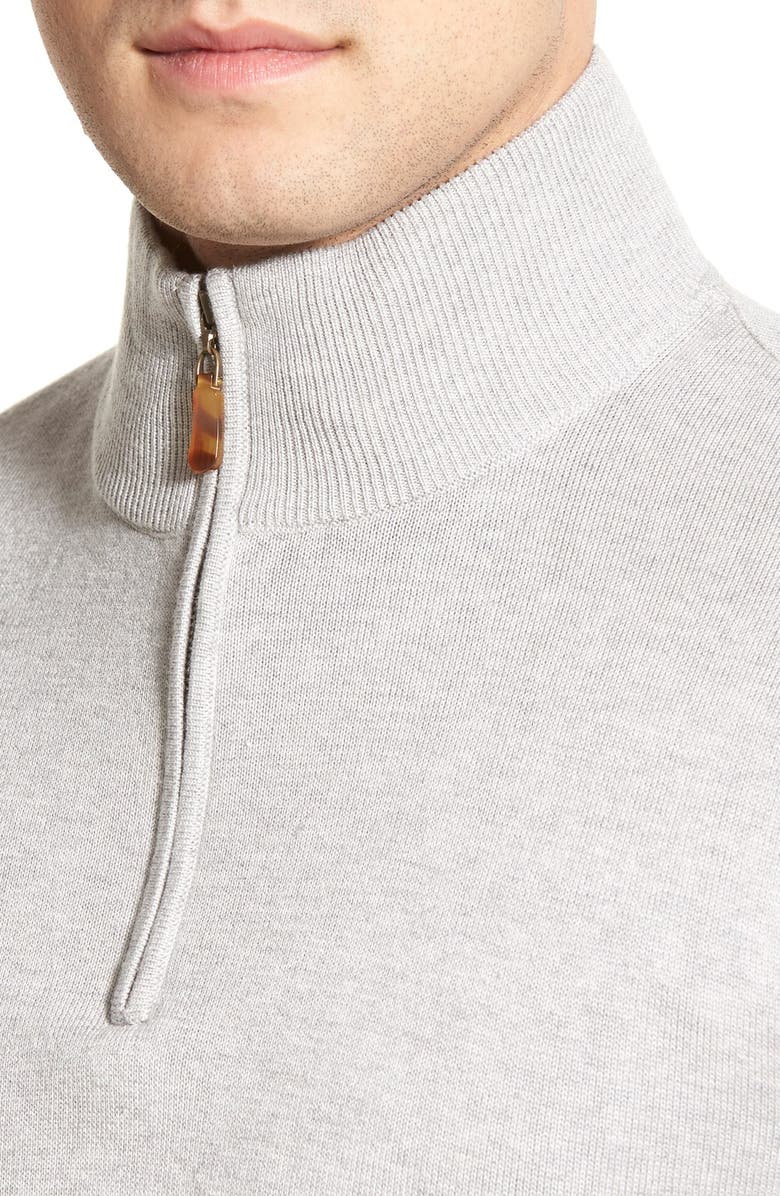 David Donahue Silk, Cotton & Cashmere Quarter Zip Sweater, Alternate, color, 