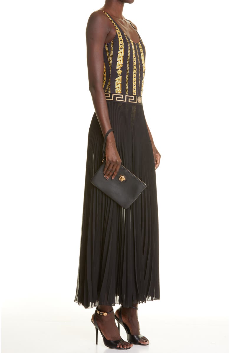 Versace La Medusa Zip Leather Pouch, Alternate, color,