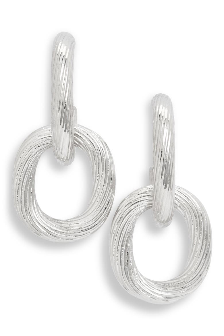 Liza Drop Earrings, Main, color, RHOD METAL