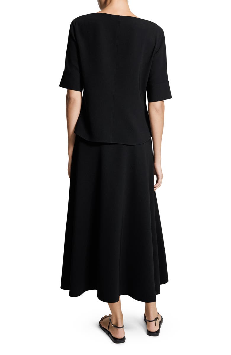 Theory Elbow Sleeve Boat Neck Top, Alternate, color, Black