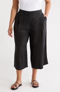 Eileen Fisher High Waist Organic Linen Crop Wide Leg Pants