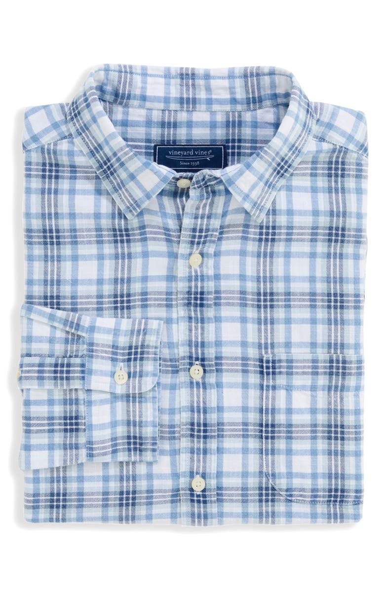 vineyard vines Sandstone Plaid Cotton Shirt, Alternate, color, Coastline