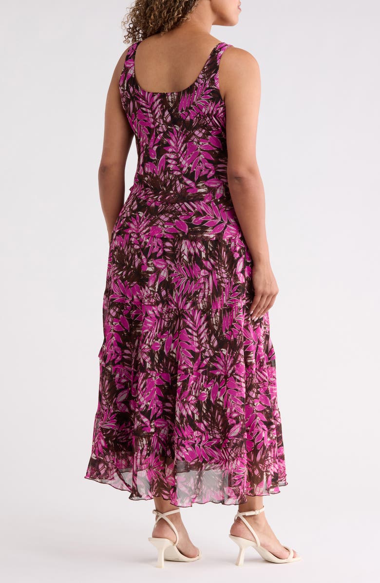 Jones New York Print Sleeveless Tiered Maxi Dress, Alternate, color, Bright Orchid Multi
