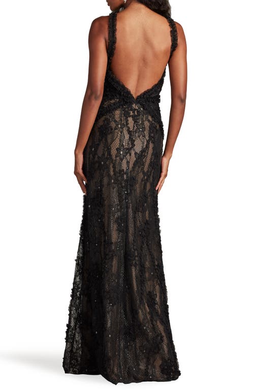 Sho By Tadashi Shoji Metallic Floral Cross Neck Gown