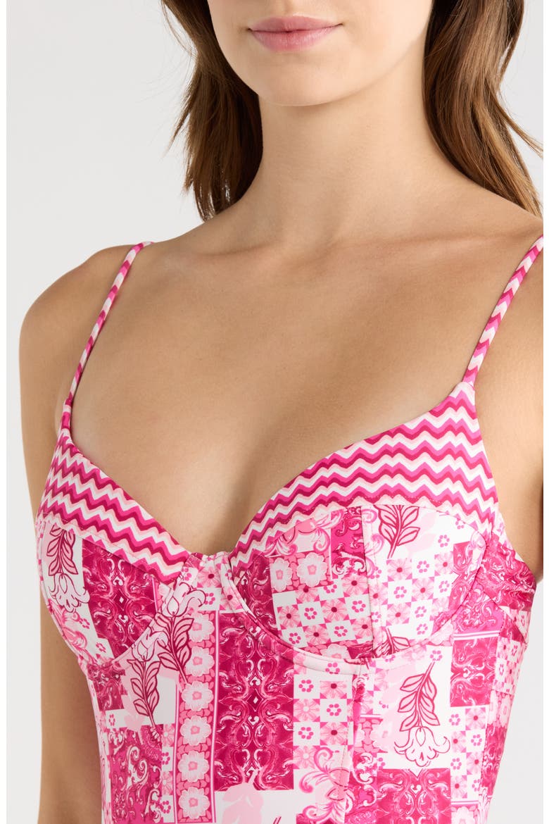 Jayda Print Underwire One-Piece Swimsuit, Alternate, color, RADIANT PINK COMBO