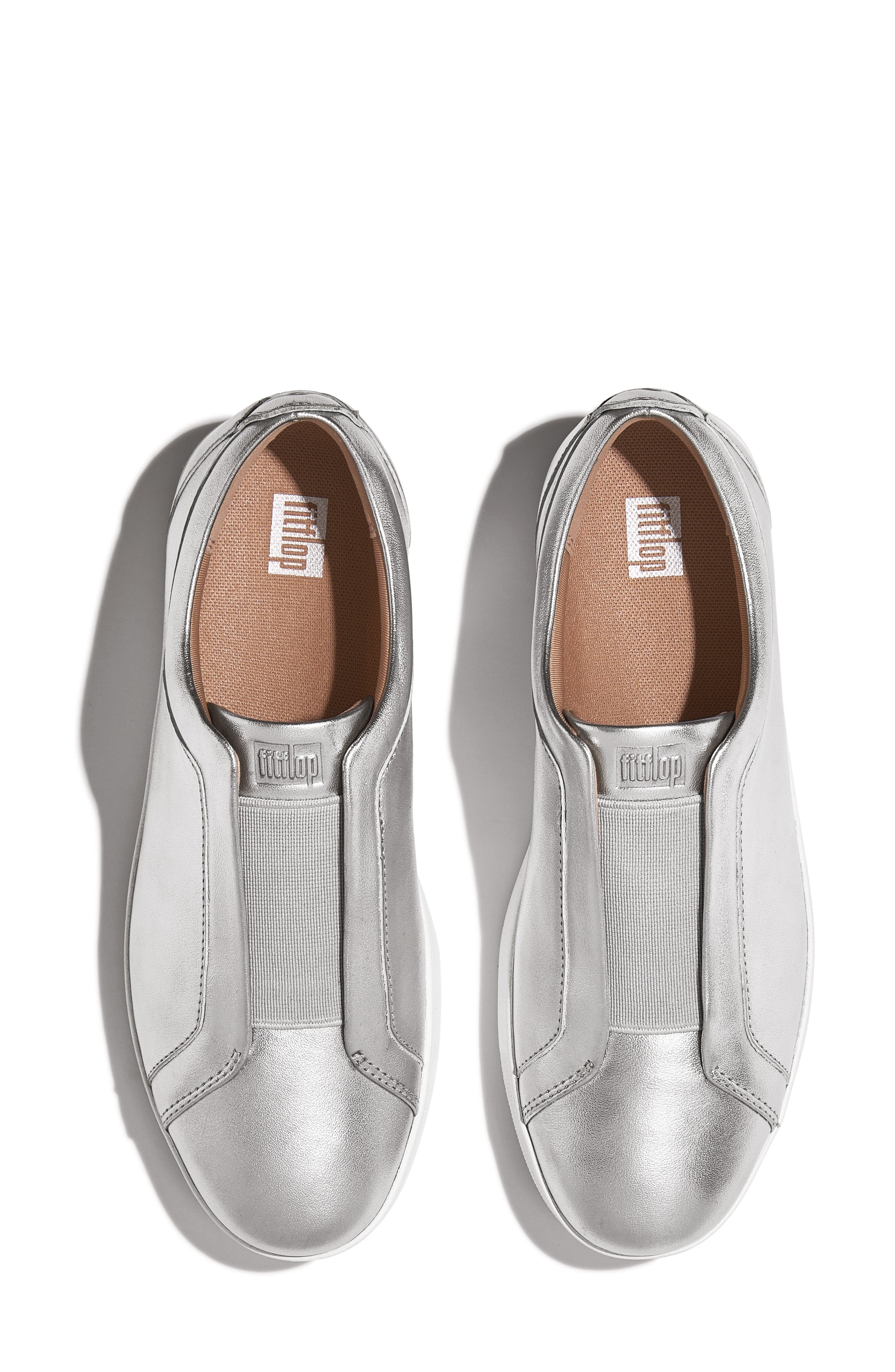 FitFlop Rally Metallic Slip-On Sneaker, Alternate, color, Silver