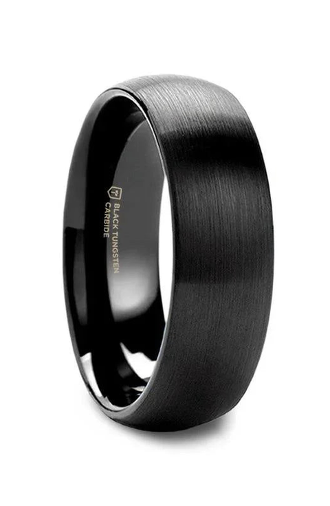 Raider Domed Brush Finished Tungsten Wedding Band