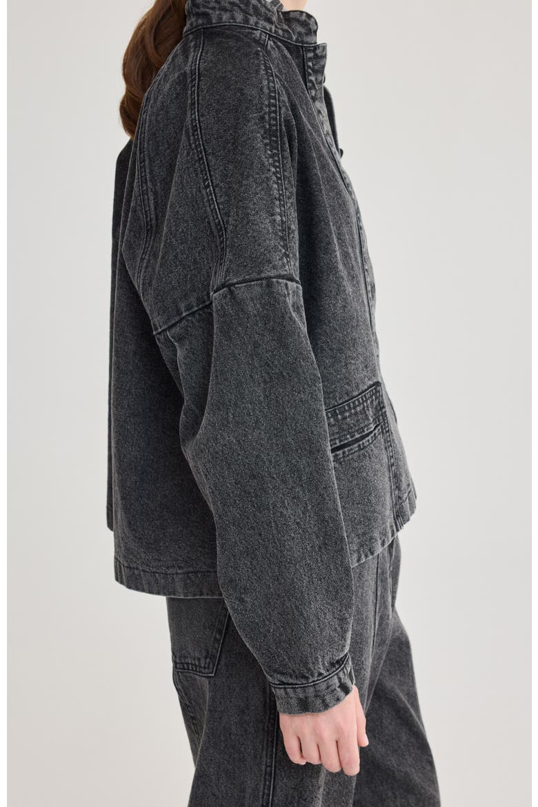 Cleo Pleated Denim Jacket, Alternate, color, Black
