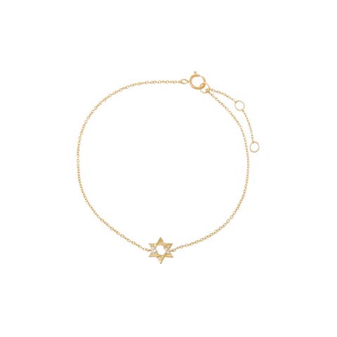 Diamond Pave/Solid Star Of David Bracelet 14K