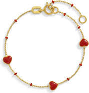 In Season Jewelry 14k Red Enamel Heart Girls Bracelet
