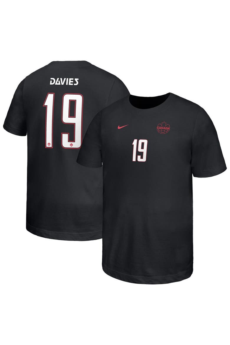 Youth Nike Alphonso Davies Black Canada Soccer Away Player Name & Number T-Shirt, Main, color, Black