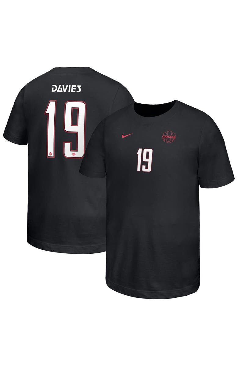 Nike Youth Nike Alphonso Davies Black Canada Soccer Away Player Name & Number T-Shirt, Main, color, Black