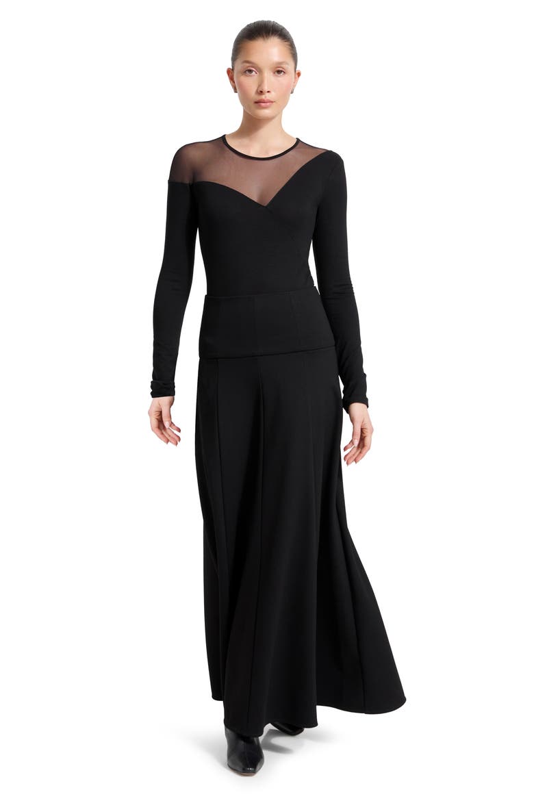 India Ponte Maxi Skirt, Alternate, color, BLACK