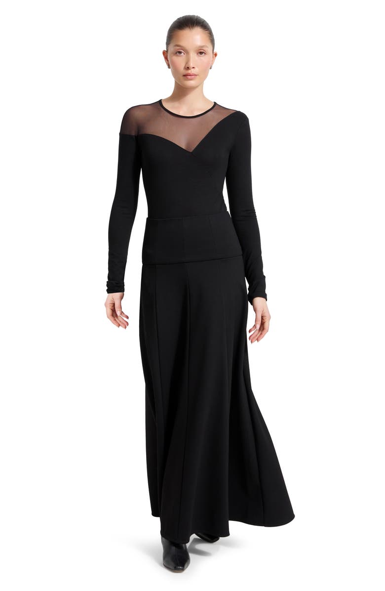 Marcella India Ponte Maxi Skirt, Alternate, color, Black