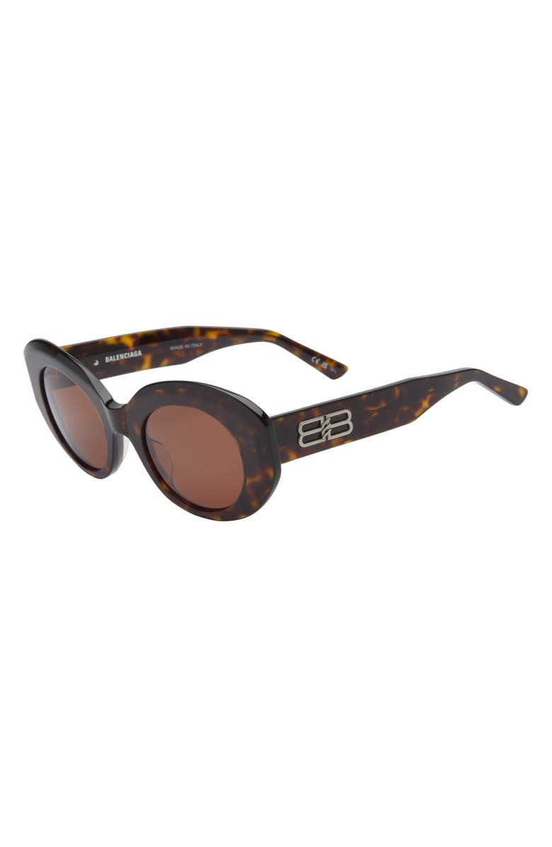 Balenciaga Oval Sunglasses, Alternate, color, Havana Havana Brown
