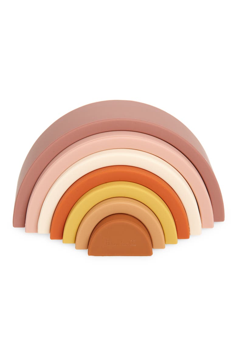 Rainbow Silicone Stacker Toy, Main, color, MUTED