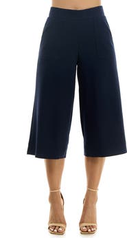 Nina Leonard Elastic Waist Culotte Pants