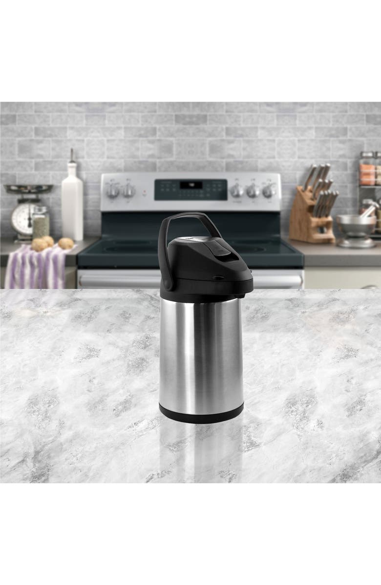Megachef 3.17 Quart Stainless Steel Airpot Hot Water Dispenser for Coffee and Tea, Alternate, color, Silver