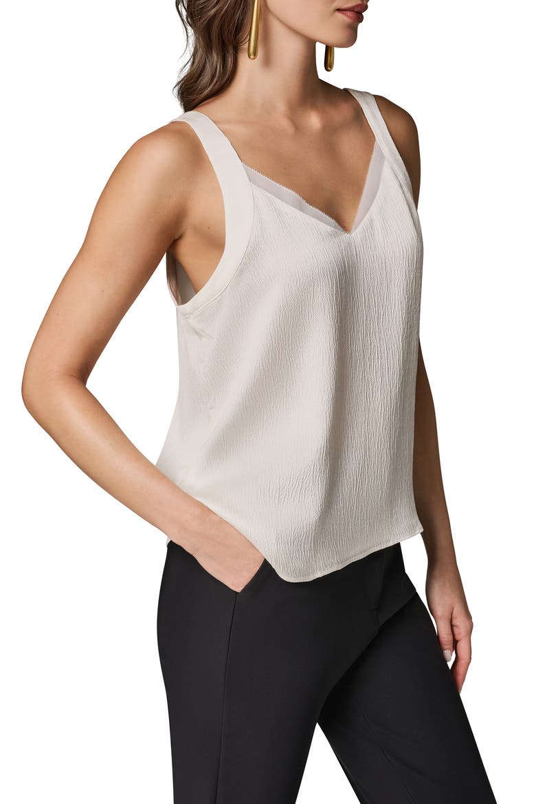 Chiffon Trim Shell Top, Alternate, color, CREAM
