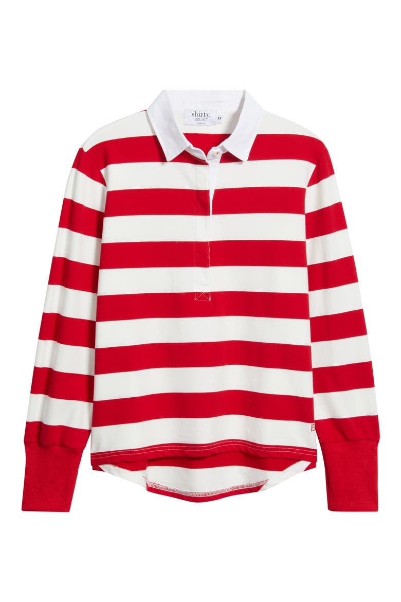 Rugby Stripe Cotton Sweatshirt, Alternate, color, CHERRY RED STRIPE