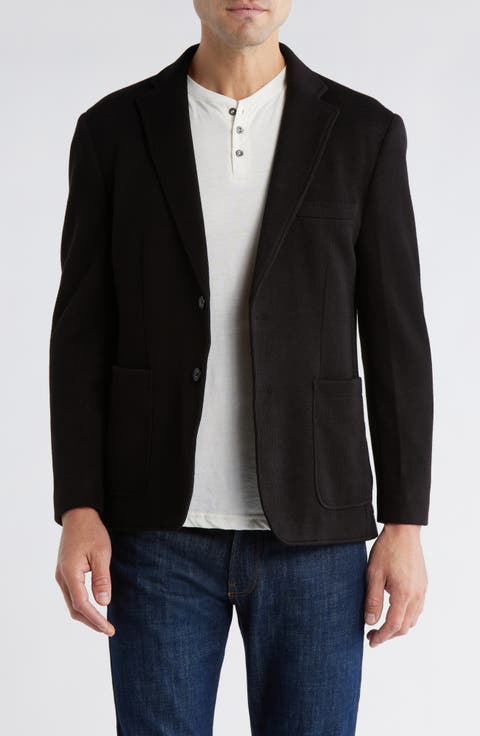 Notch Lapel Ribbed Knit Sport Coat (Short, Regular, Long & Big)