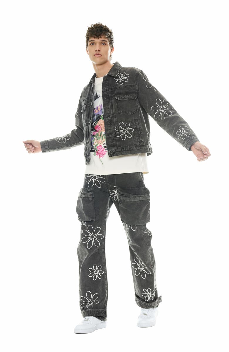 Cult of Individuality MK3 Floral Appliqué Cotton Canvas Jacket, Alternate, color, Vintage Gray