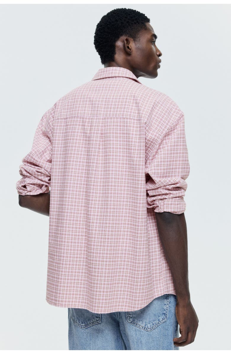 H&M Relaxed Fit Cotton Shirt, Alternate, color, Pink/Checked