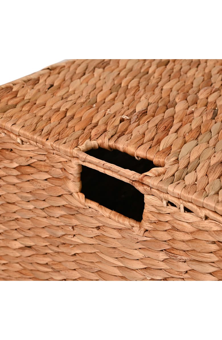 HAPPIMESS Brooks Classic Farmhouse Woven Hyacinth Rectangular Storage Baskets with Lids and Handles,, Alternate, color, Natural