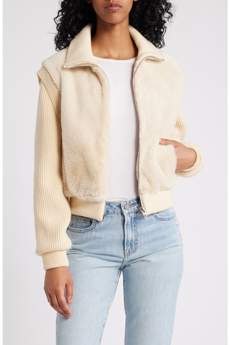 Faux Fur Sweater Bomber, Main, color, DAYDREAMER