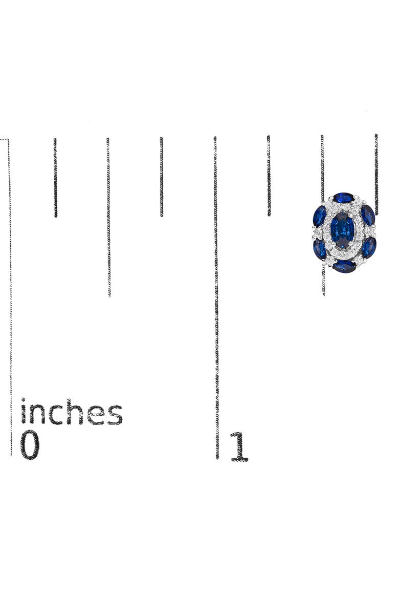14K White Gold Blue Sapphire and Diamond Vintage Style Stud Earrings, Alternate, color, White