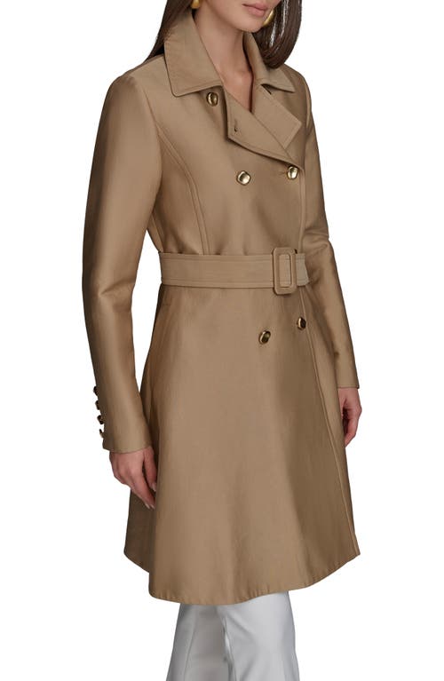 Donna Karan New York Water Resistant Skirted Cotton Blend Trench Coat In Brown