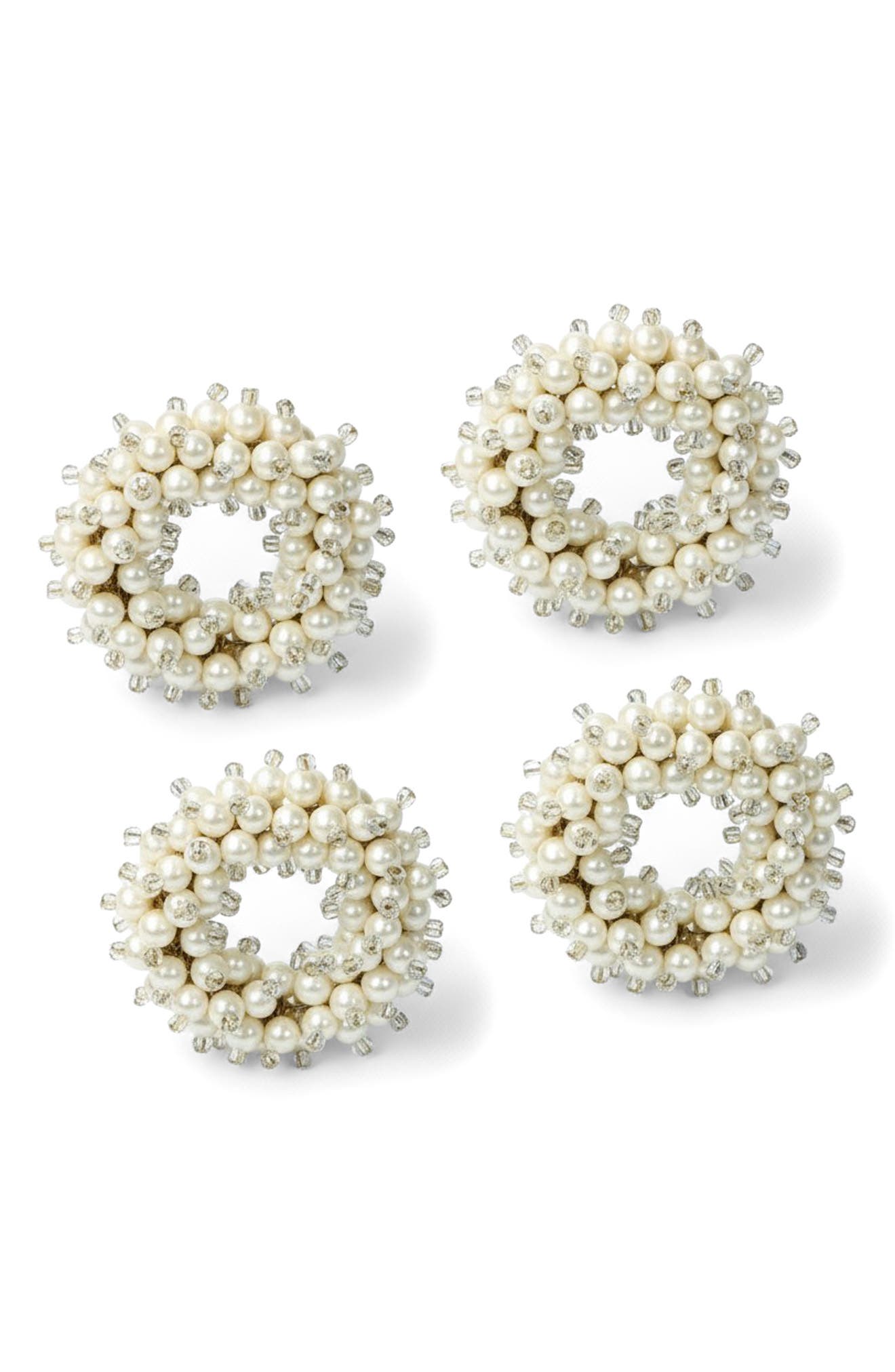 Tiramisu Sculpted Faux Pearl Set of 4 Napkin Rings