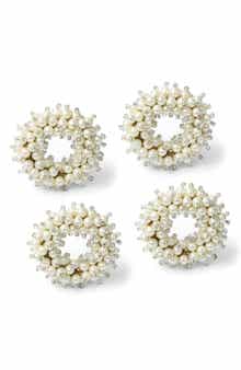 Tiramisu Sculpted Faux Pearl Set of 4 Napkin Rings