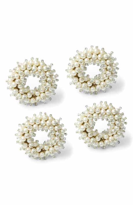 Tiramisu Sculpted Faux Pearl Set of 4 Napkin Rings