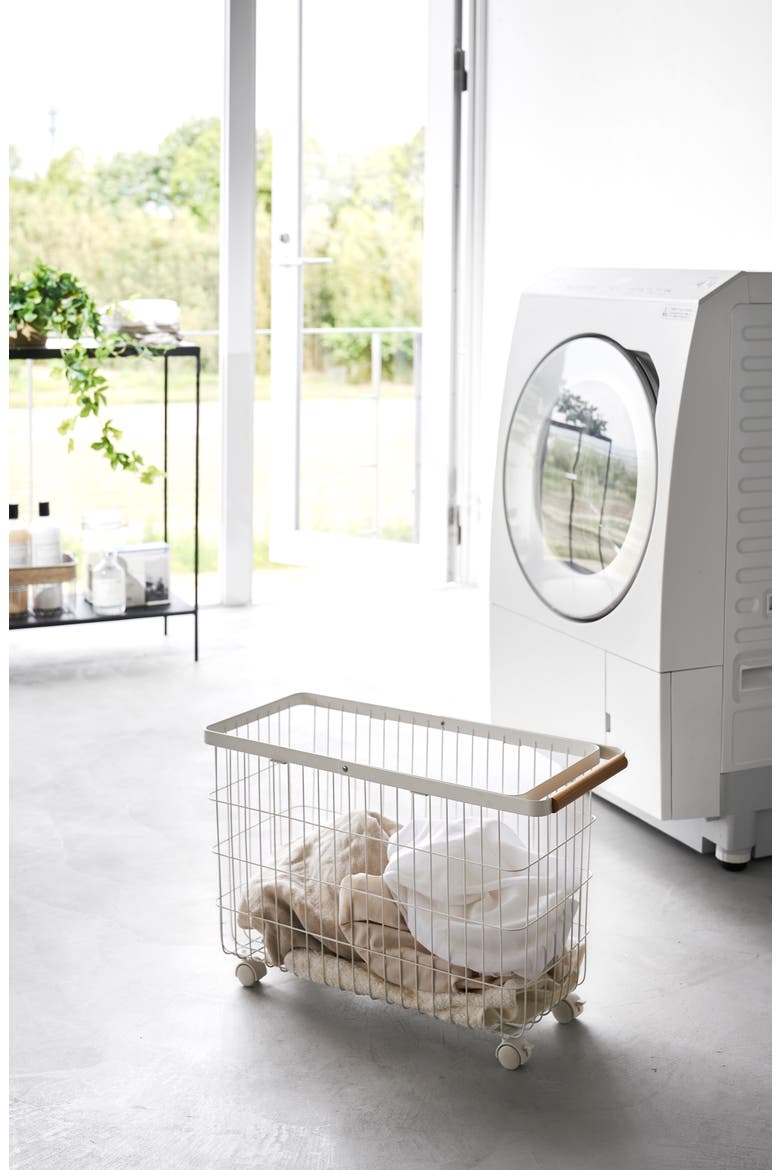 Rolling Laundry Basket, Alternate, color, WHITE