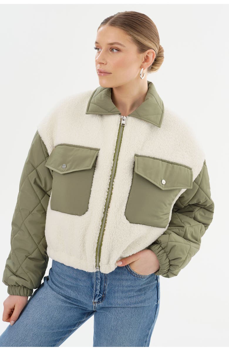 LAMARQUE PEYTON | Mixed Media Bomber Jacket, Main, color, 